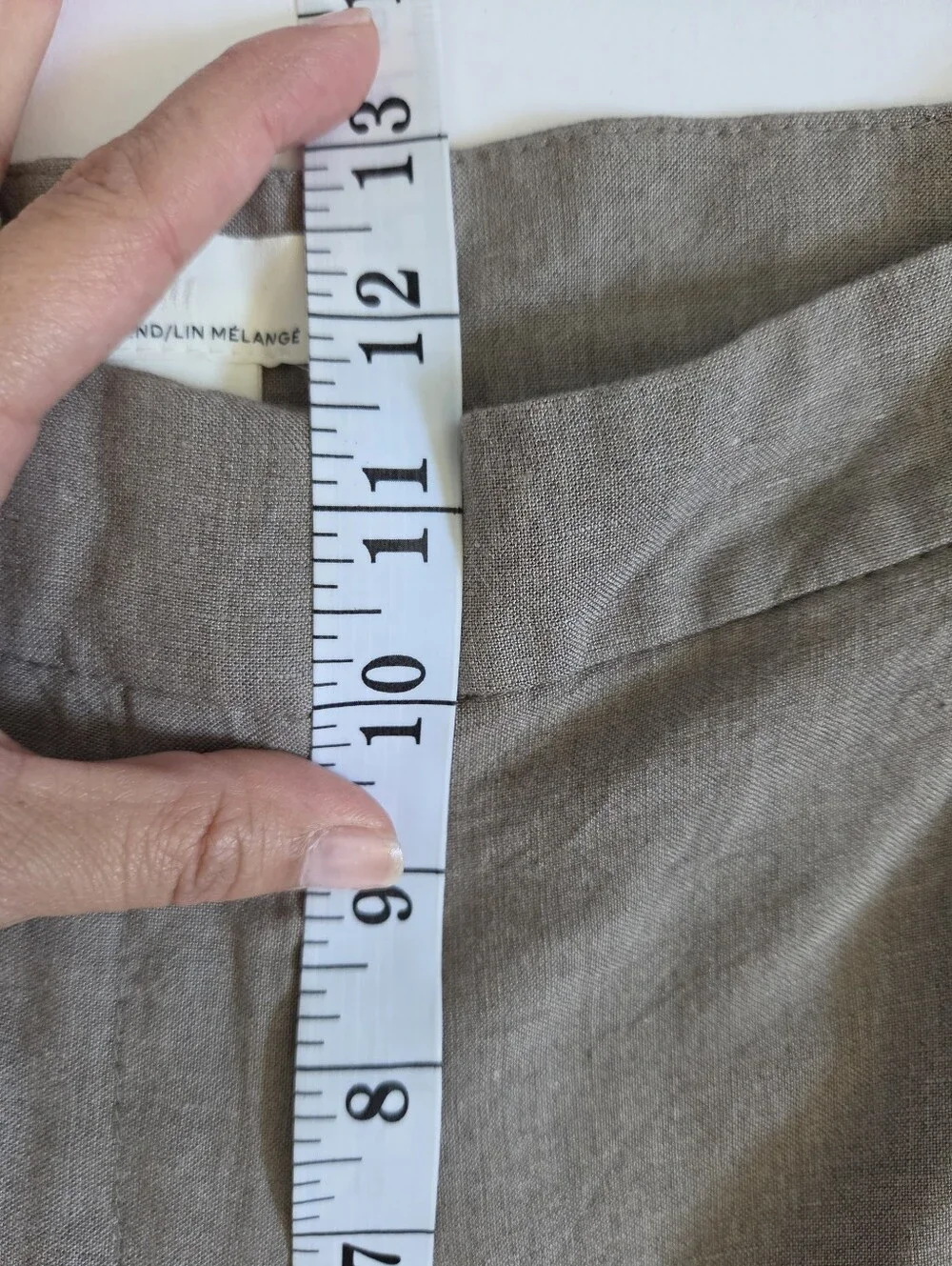 H&M linen blend wideleg flowg lightweight trousers in neutral beige brown sz 2